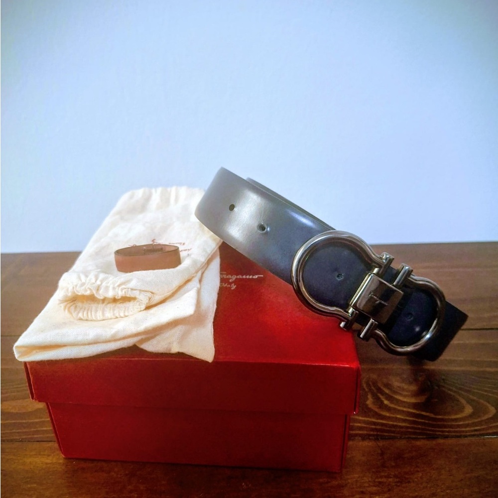 Ferragamo Black Leather Belt